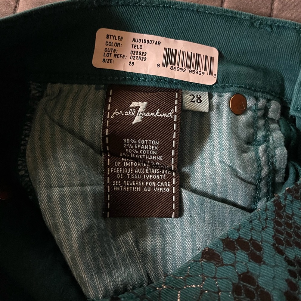 7 For All Mankind Teal Jeans